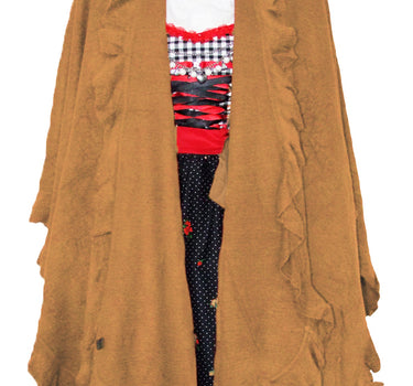 Dirndltuch Strick Stola in Braun