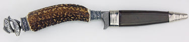 Funk Hirschhorn Trachtenmesser mit Damastklinge und Zierfigur | Hirsch