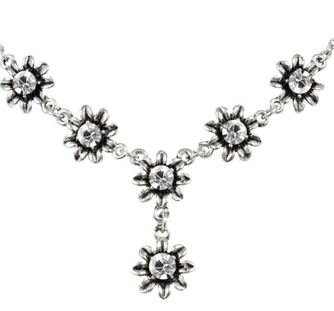 Blumen Collier mit Ohrhängern - Kristall