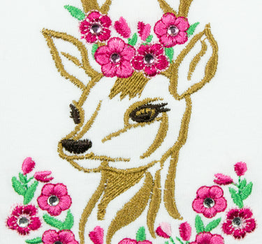 Isar-Trachten Mädchen T-Shirt "Reh" mit Stickerei 52766 | Weiß Pink