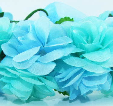 Blumenkranz zum binden mit Rosen - Hellblau Türkis