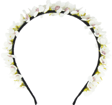 Blumen Haarreif "Elfe" - Schmaler Blütenkranz | Weiß
