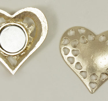 Magnet Brosche Tuchhalter - Gold Herz mit Strass