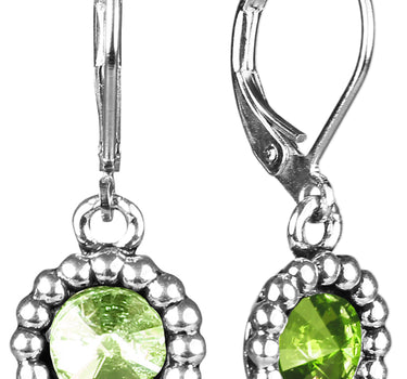 Ohrringe Aurelia mit rundem Anhänger und Kristallen von Swarovski® - Hellgrün