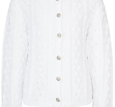 Isar-Trachten Kinder Strickjacke "Leonie" Ajourmuster 47063 | Weiß