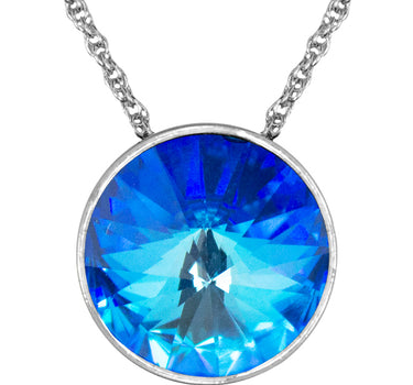 LUISIA Halskette "Sinja" mit Kristallen von Swarovski - 14 mm - Silber / Ocean Delite