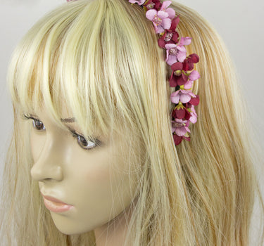Blumen Haarreif "Elfe" - Schmaler Blütenkranz | Weiß Apricot