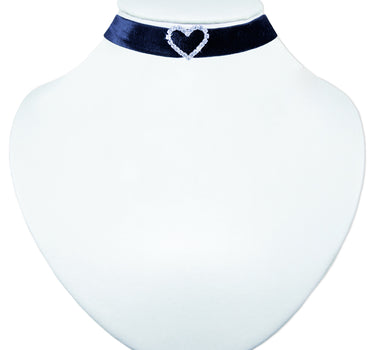 LUISIA Samt Kropfband mit Strass Herz aus Swarovski Elements - Schwarz | Damen Halskette Schmuck
