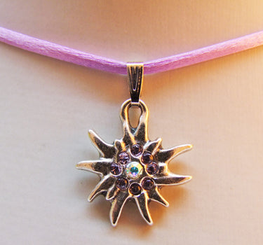 Kinder Trachten Halskette mit Edelweiß Flieder