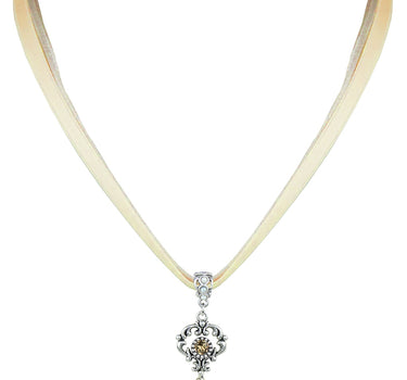 LUISIA Halskette Malou mit Ornament Anhänger und Kristall von Swarovski - Sand