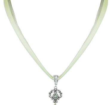 LUISIA Halskette Malou mit Ornament Anhänger und Kristall von Swarovski - Lindgrün