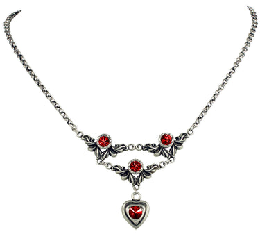 LUISIA® Halskette Isabel mit Herz und Kristallen von Swarovski® - Rot