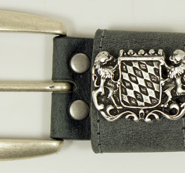 Trachtengürtel mit Dornschnalle und Bayernwappen - Dunkelgrau