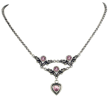 LUISIA Halskette Isabel mit Herz und Kristallen von Swarovski - Rosa