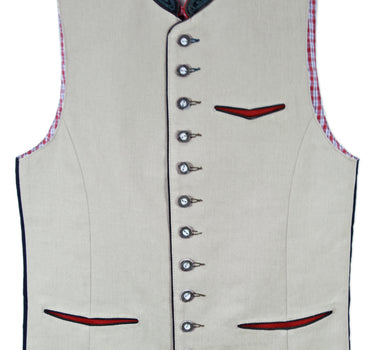 Maddox Leinen Trachten Weste Bogen - Beige