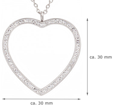 LUISIA Edelstahl Halskette 80+5 cm Silber mit Anhänger | Herz mit Zirkonia