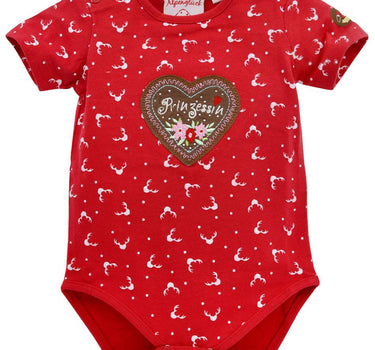 BONDI Trachten Baby Body "Prinzessin" mit Herz 86272 - Rot