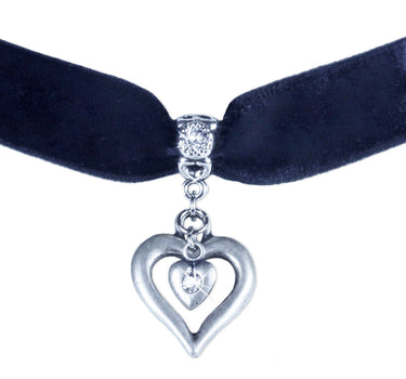 LUISIA® Samt Kropfband "Heart in Heart" | Schwarz