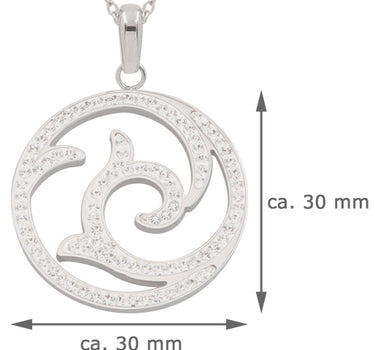 LUISIA Edelstahl Halskette 50+5 cm Silber mit Anhänger | Welle mit Zirkonia