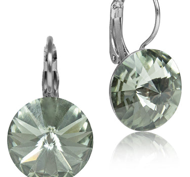 LUISIA® 12 mm Ohrringe Rivoli mit Kristallen von Swarovski® - Black Diamond / Grau