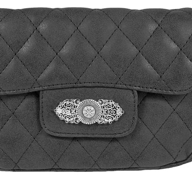 Gesteppte Handtasche "Alessia" mit Applikation | Schwarz