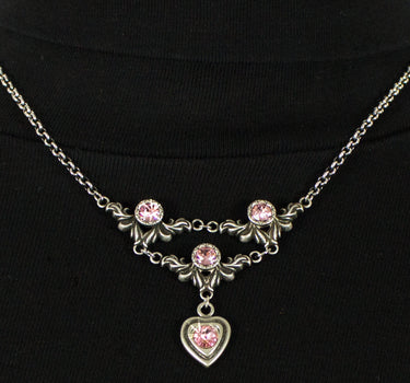 LUISIA Halskette Isabel mit Herz und Kristallen von Swarovski - Rosa