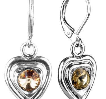 LUISIA® Ohrringe Lisanne Herzanhänger mit Kristallen von Swarovski® - Hellbraun