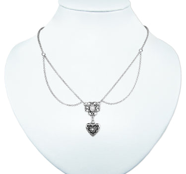 LUISIA Halskette Cecilia mit Perlenblume und Herzanhänger - Silber