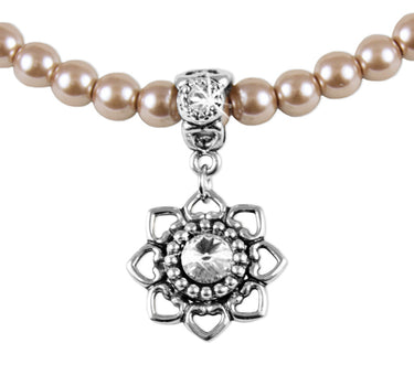 LUISIA Perlencollier Tessa mit Herzblüte - Nougat