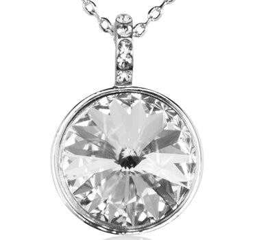 LUISIA Silberne Damen Halskette mit funkelndem Rivoli Kristall von Swarovski