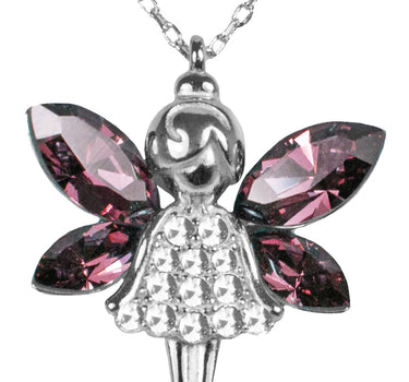 LUISIA Kette mit Anhänger "Elfe" - 925er Silber - Filigrane Halskette (42 cm Länge) mit Zirkonia Altrosa