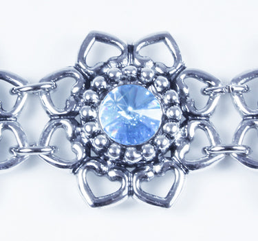 LUISIA Armband Leandra mit Herzblüten und Kristallen von Swarovski - Light Safir / Hellblau