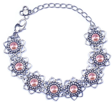 LUISIA Armband Leandra mit Herzblüten und Kristallen von Swarovski - Light Rosé / Rose