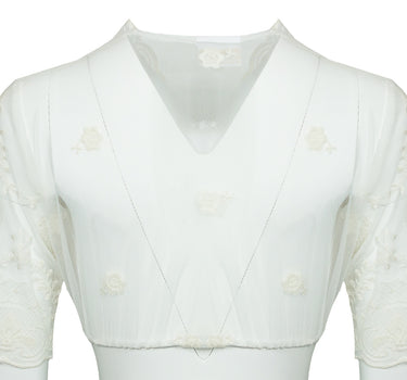 Pierre Marcel Transparente Damen Dirndlbluse Marie mit Spitze und V-Ausschnitt - Creme