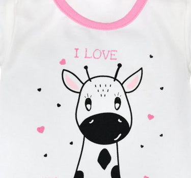 BONDI Baby Langarmbody "I love my Mummy" mit Giraffe | 93635 - Weiß/Rosa