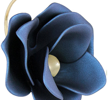 LUISIA Front Back Ohrringe Jarla mit Blumen - 16 Karat vergoldet Dunkelblau