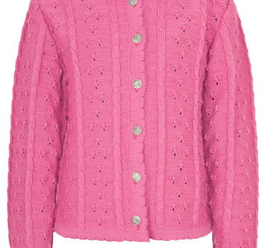 Isar-Trachten Kinder Strickjacke "Leonie" Ajourmuster 47063 | Pink