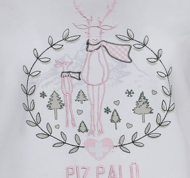 Piz Palü Damen Langarmshirt "Gerach" mit  Hirsch Stickerei  | 010025 - Weiß