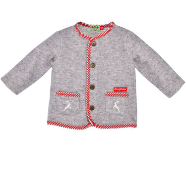 BONDI Trachten Fleecejacke 93720 - Grau / Rot | Babyjacke