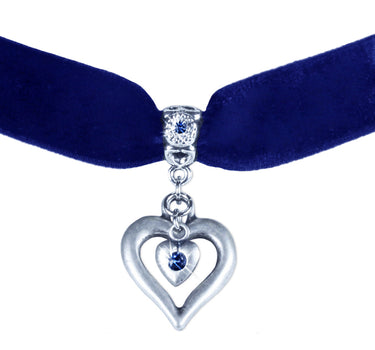 LUISIA® Samt Kropfband "Heart in Heart" | Dunkelblau