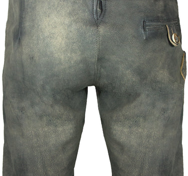 MADDOX Kurze Herren Lederhose "Wotan" mit Gürtel | Raspato Stein Grau