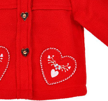 BONDI Mädchen Trachten Fleecejacke "Herzilein" 86624 - Rot | Kinderjacke
