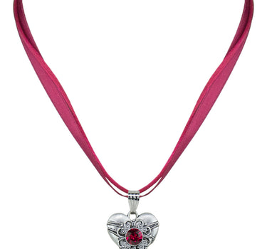 LUISIA Halskette Paula mit Herzanhänger und Kristall von Swarovski - Dunkelrot