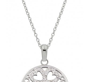 LUISIA Edelstahl Halskette 50+5 cm Silber | Kleeblatt mit Zirkonia