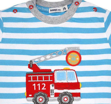 BONDI Baby Jungen T-Shirt "Feuerwehr" 91481 - Blau / Weiß | Kurzarmshirt