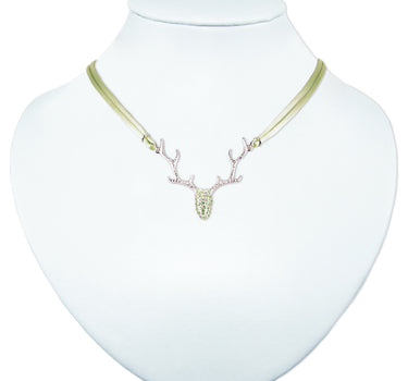LUISIA Halskette "Nicola" mit Strass Hirschkopf | Hellbraun
