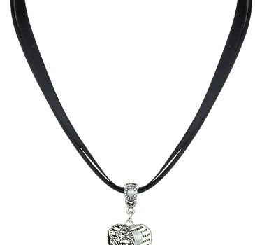 LUISIA Halskette Elina mit Herzanhänger und Perle - Schwarz