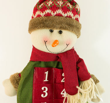 Schneemann Adventskalender zum Befüllen - Rot Grün 75 cm