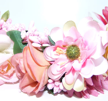 Hochwertiger Blumen Haarreif Blumenwiese - Rosa