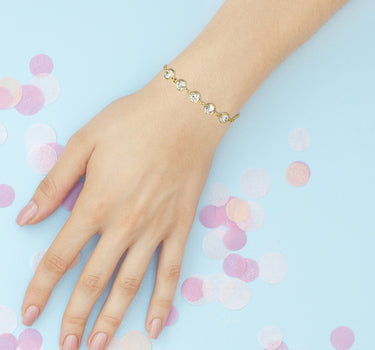 LUISIA Armband "Calanthe" mit fünf Kristallen von Swarovski - Silber / Light Rose